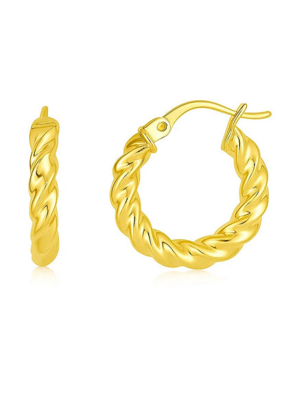 14k Yellow Gold Polished Twisted Hoop Earrings