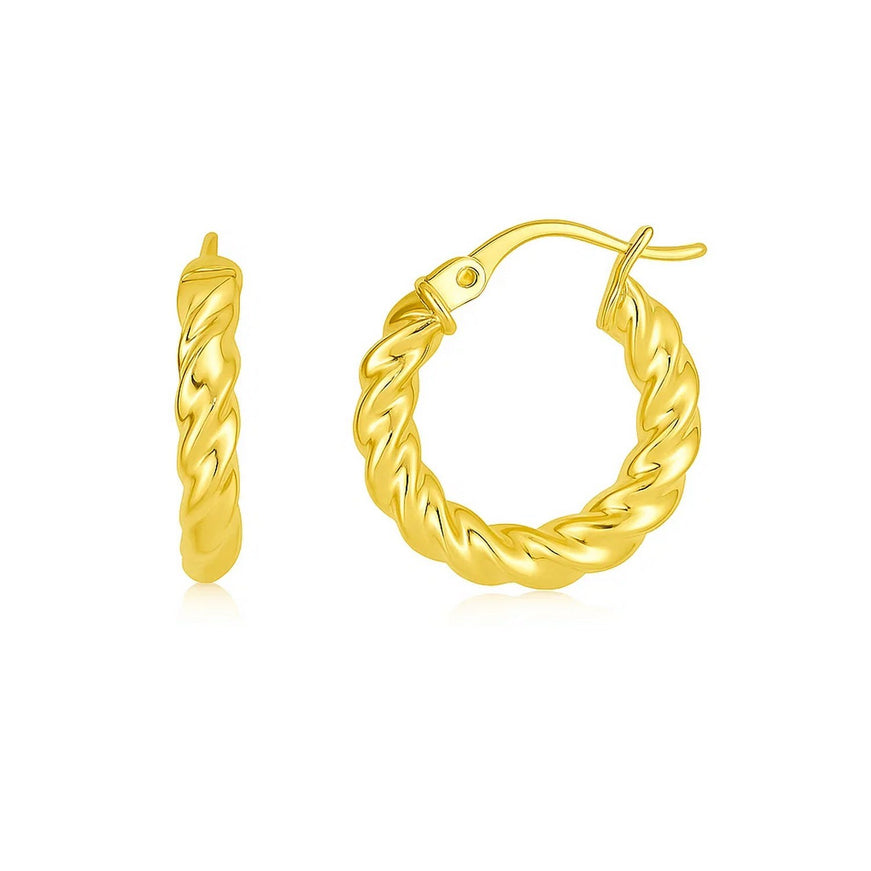 14k Yellow Gold Polished Twisted Hoop Earrings
