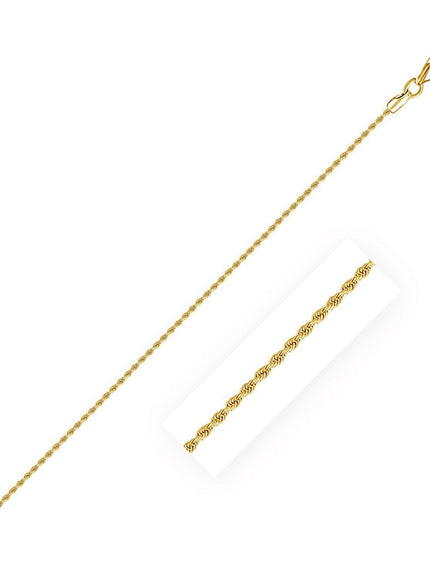 10k Yellow Gold Solid Diamond Cut Rope Chain 1.4mm - Ellie Belle