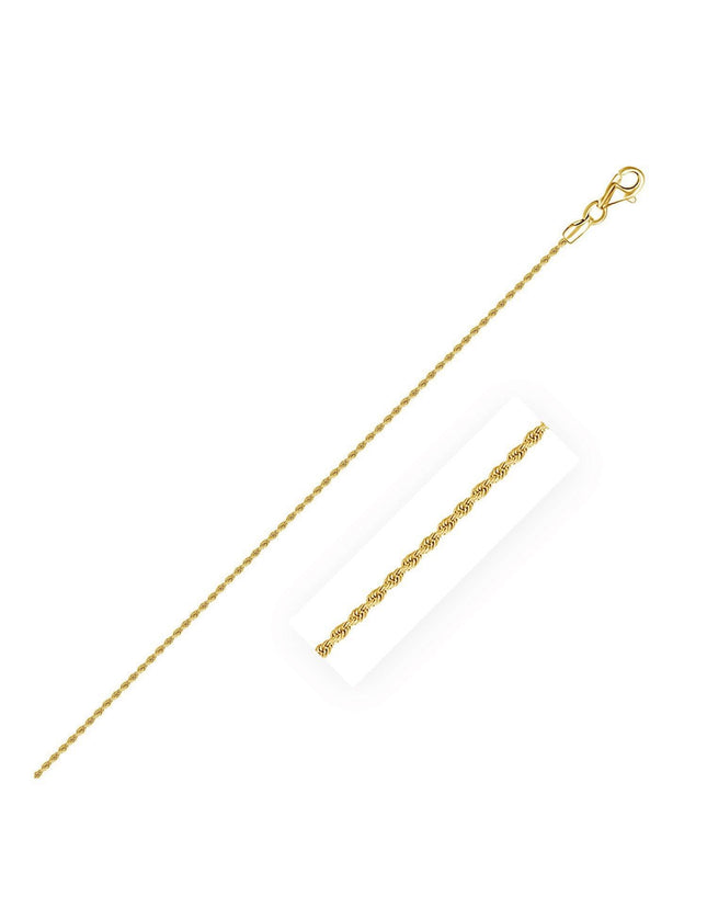 10k Yellow Gold Solid Diamond Cut Rope Chain 1.4mm - Ellie Belle