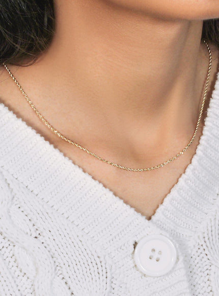 10k Yellow Gold Solid Diamond Cut Rope Chain 1.4mm