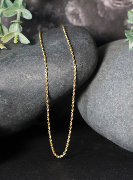 10k Yellow Gold Solid Diamond Cut Rope Chain 1.4mm