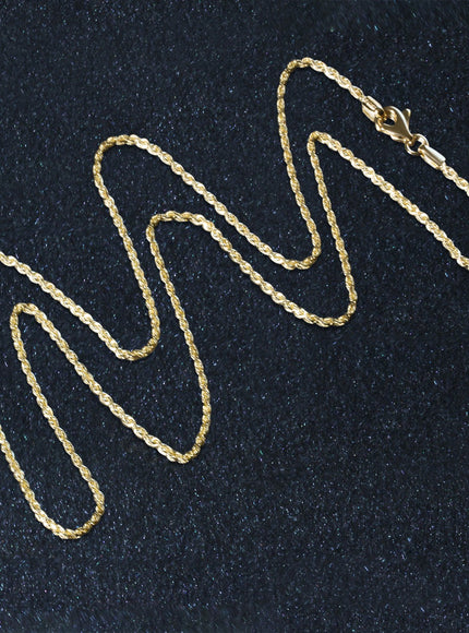 10k Yellow Gold Solid Diamond Cut Rope Chain 1.4mm