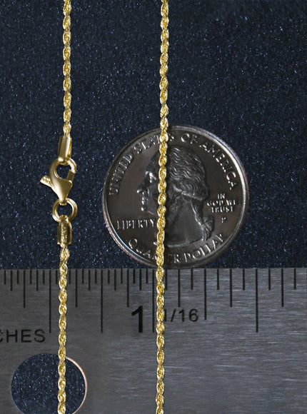 10k Yellow Gold Solid Diamond Cut Rope Chain 1.4mm