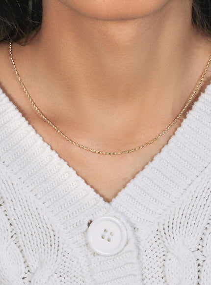 10k Yellow Gold Solid Diamond Cut Rope Chain 1.4mm