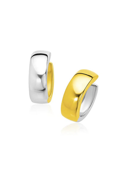 14k Two-Tone Gold Snuggable Style Earrings