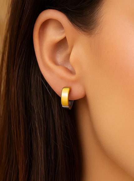 14k Two-Tone Gold Snuggable Style Earrings
