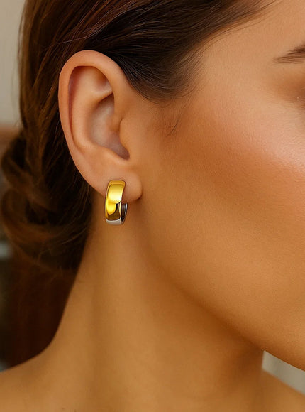 14k Two-Tone Gold Snuggable Style Earrings