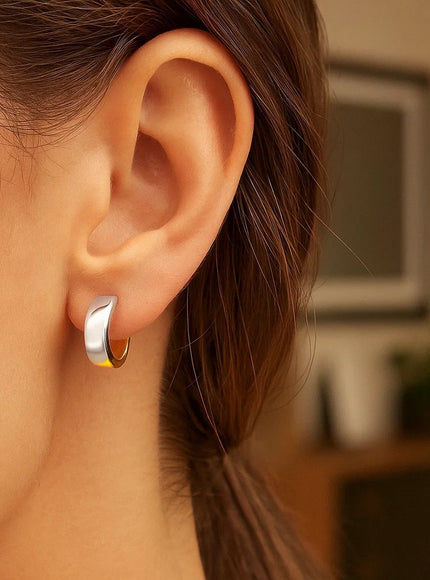 14k Two-Tone Gold Snuggable Style Earrings