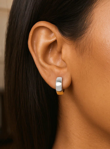 14k Two-Tone Gold Snuggable Style Earrings