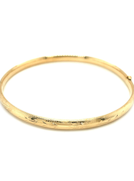 14k Yellow Gold Dome Florentine Design Bangle