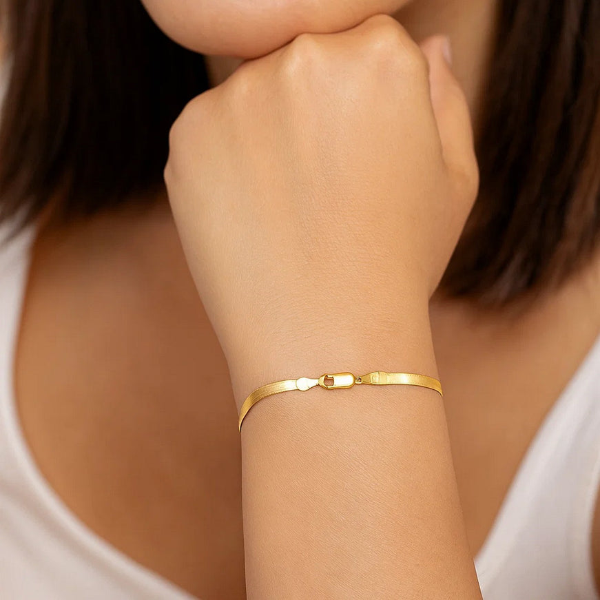 1.5mm 14k Yellow Gold Super Flex Herringbone Bracelet