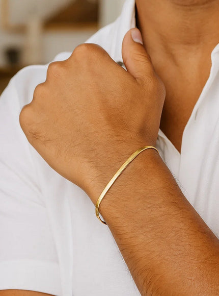 1.5mm 14k Yellow Gold Super Flex Herringbone Bracelet