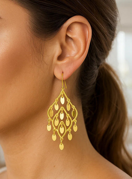 14K Yellow Gold Polished Chandelier Earring