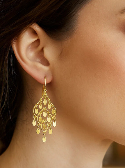 14K Yellow Gold Polished Chandelier Earring