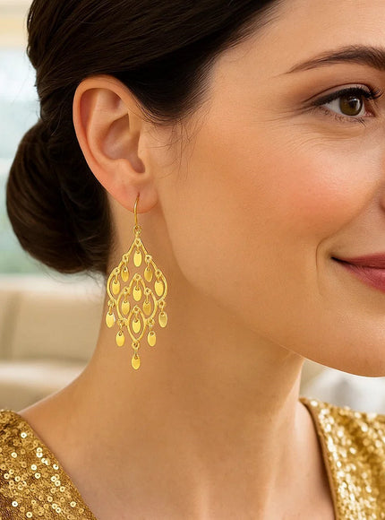 14K Yellow Gold Polished Chandelier Earring