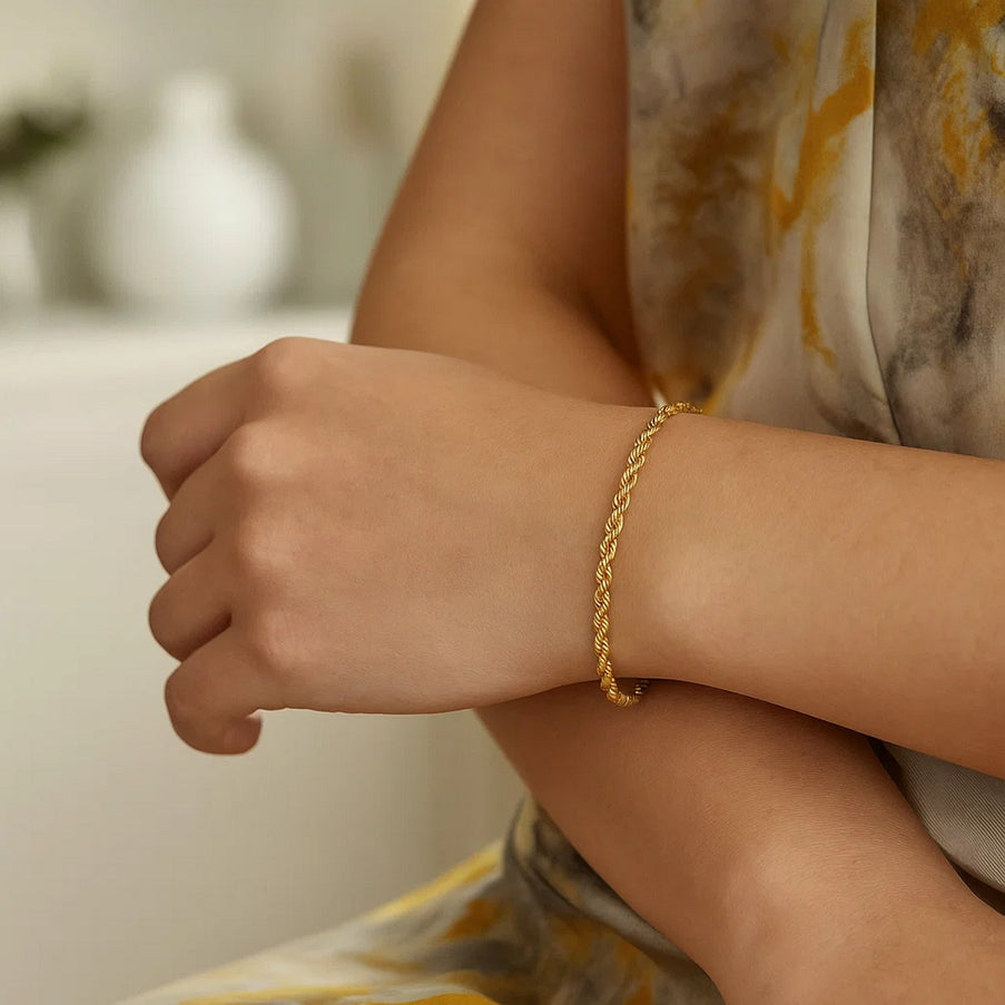 Silk Rope Chain Bracelet in 14k Yellow Gold (3.0 mm)
