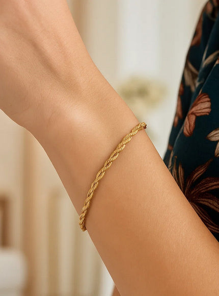 Silk Rope Chain Bracelet in 14k Yellow Gold (3.0 mm)