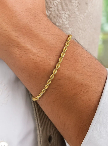 Silk Rope Chain Bracelet in 14k Yellow Gold (3.0 mm)