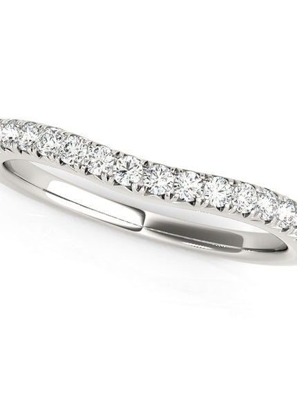 14k White Gold Pave Set Round Curved Wedding Band (1/4 cttw)