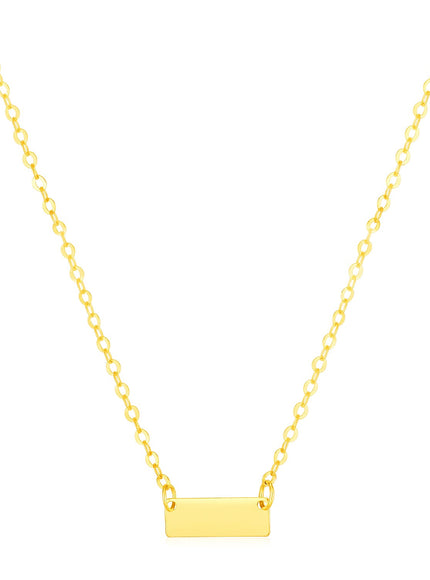 14k Yellow Gold Polished Mini Bar Necklace