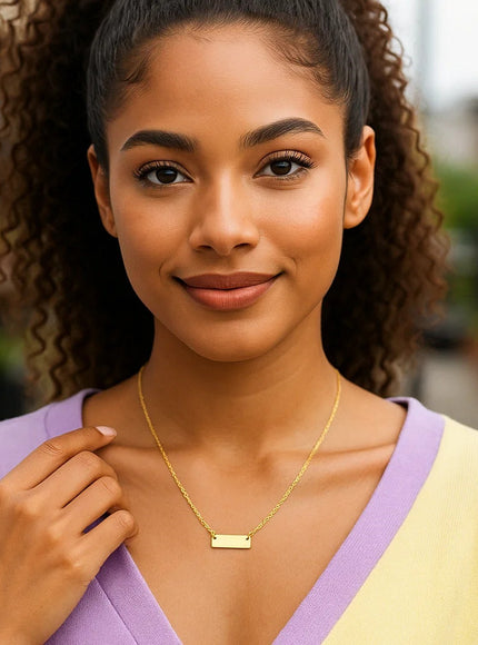 14k Yellow Gold Polished Mini Bar Necklace