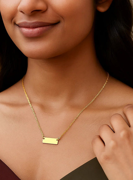 14k Yellow Gold Polished Mini Bar Necklace