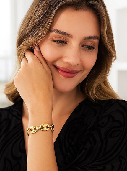 14k Yellow Gold High Polish Lite Puffed Mariner Link Bracelet (21 mm)