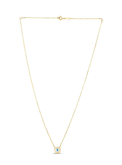 14k Yellow Gold MOP Evil Eye Necklace