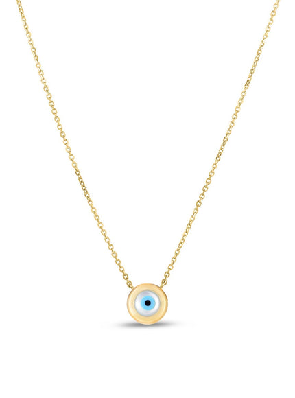 14k Yellow Gold MOP Evil Eye Necklace