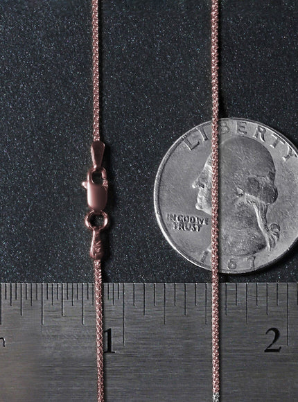 14k Rose Gold Round Wheat Chain 1.0mm