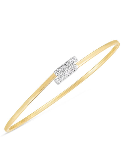 14k Two Tone Gold Diamond Bypass Bar Bangle