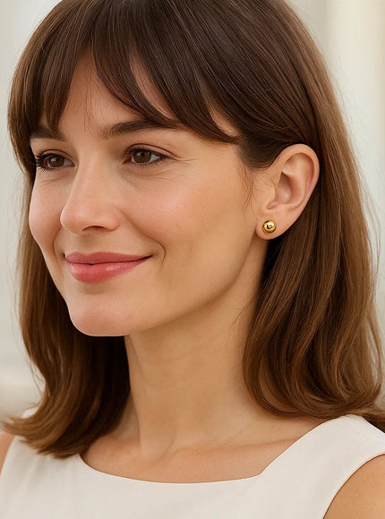 14k Yellow Gold Round Motif Stud Earrings (7.0 mm)