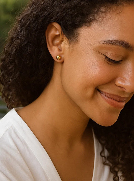 14k Yellow Gold Round Motif Stud Earrings (7.0 mm)