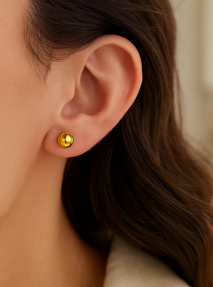 14k Yellow Gold Round Motif Stud Earrings (7.0 mm)