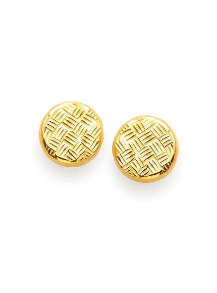 14k Yellow Gold Post Earrings with Textured Circles