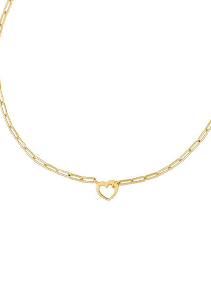 14k Yellow Gold Heart Element Paperclip Necklace