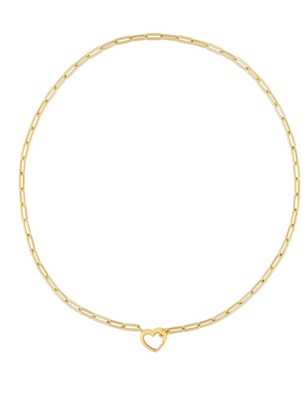 14k Yellow Gold Heart Element Paperclip Necklace