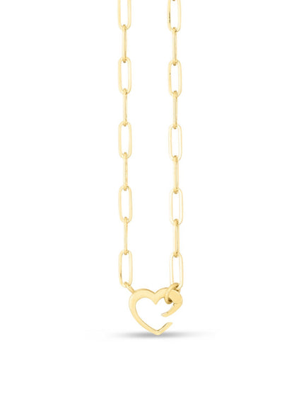 14k Yellow Gold Heart Element Paperclip Necklace
