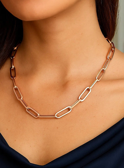 14K Rose Gold Bold Paperclip Chain (4.2 mm)