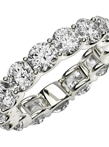 Round Cut Lab Grown Diamond Eternity Ring in 14k White Gold (5 cttw FG/VS2)