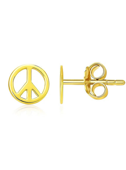14k Yellow Gold Post Earrings with Peace Signs