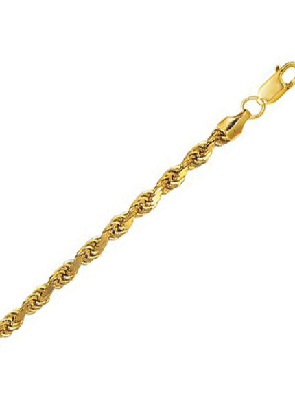 4.5mm 10K Yellow Gold Hollow Diamond Cut Rope Chain - Ellie Belle