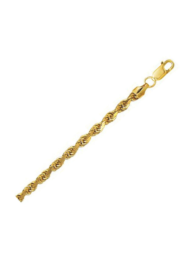 4.5mm 10K Yellow Gold Hollow Diamond Cut Rope Chain - Ellie Belle