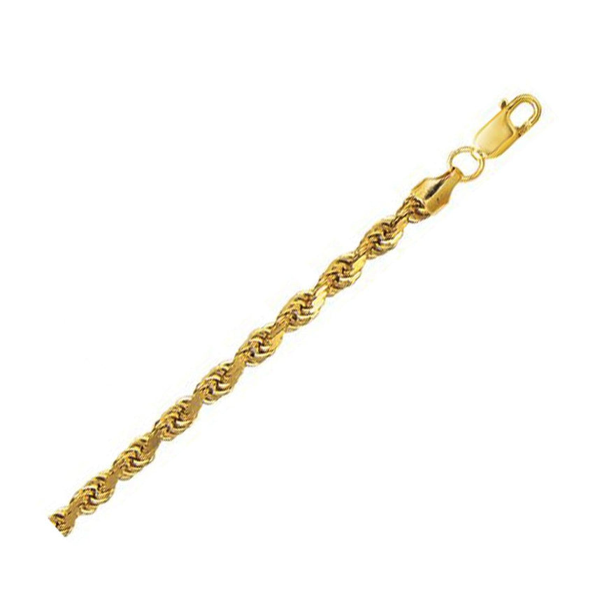 4.5mm 10K Yellow Gold Hollow Diamond Cut Rope Chain - Ellie Belle