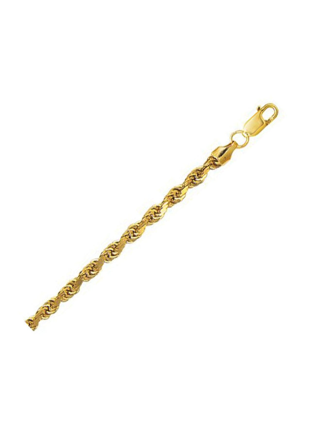 4.5mm 10K Yellow Gold Hollow Diamond Cut Rope Chain - Ellie Belle