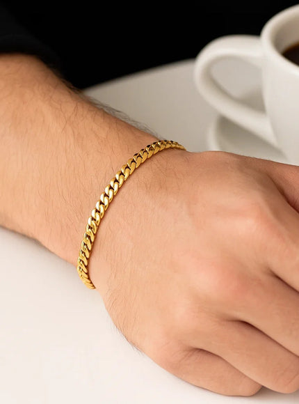 4.5mm 14k Yellow Gold Miami Cuban Semi Solid Bracelet