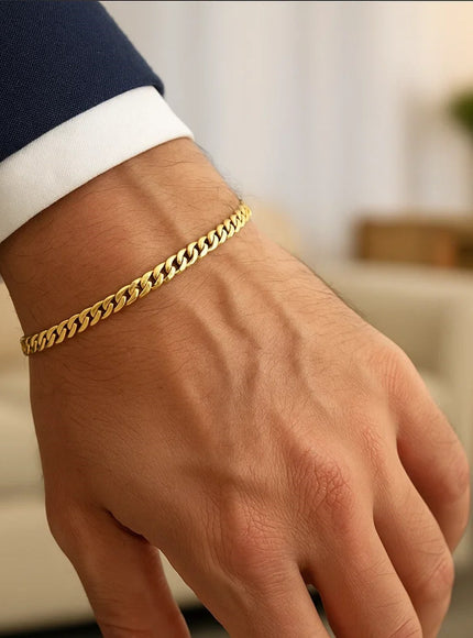 4.5mm 14k Yellow Gold Miami Cuban Semi Solid Bracelet