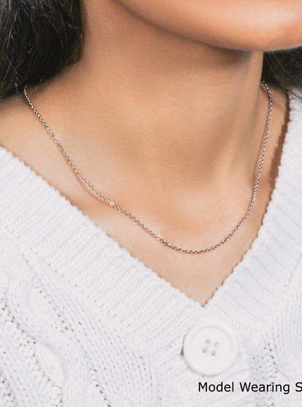 18k White Gold Diamond Cut Cable Link Chain 1.5mm