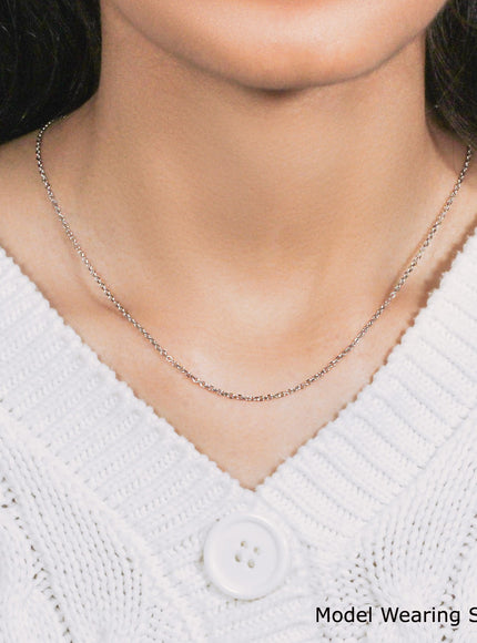 18k White Gold Diamond Cut Cable Link Chain 1.5mm